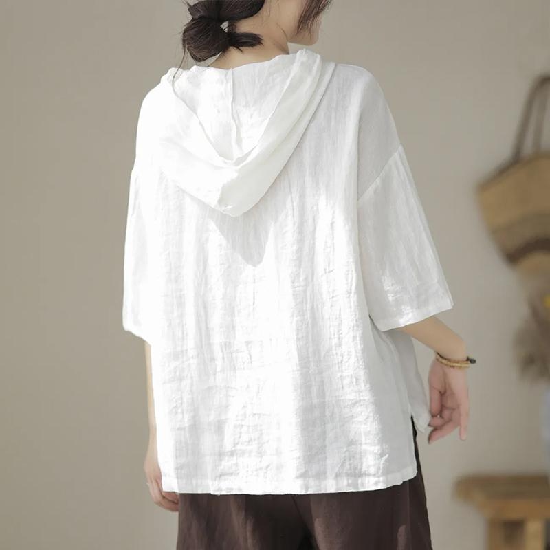 Dámské tričko Letní Velká velikost Bavlněné tričko Měkké Volné S kapucí Ležérní Pohodlné Pulovr Tričko Top