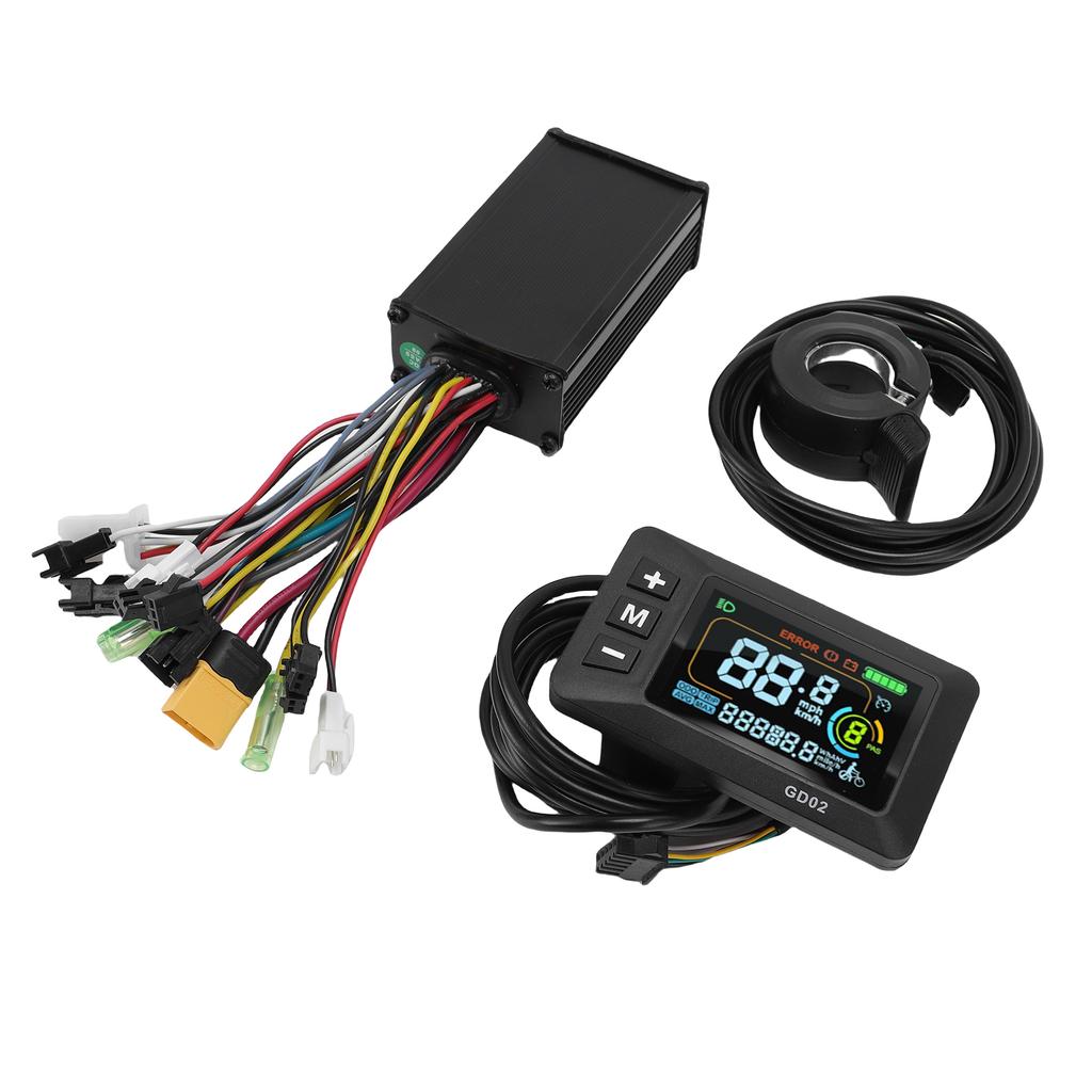 Electric Motor Controller Kit 15A Controller LCD GD02 Color Display with 130X Thumb Throttle for 36V