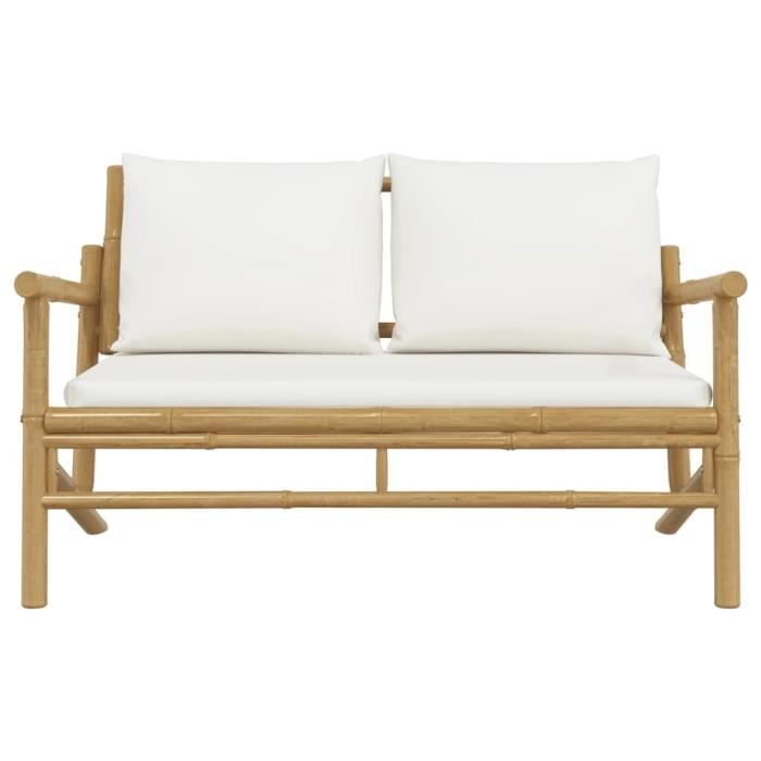 VidaXL Garden Bench with Cushions Cream White Bamboo 363460