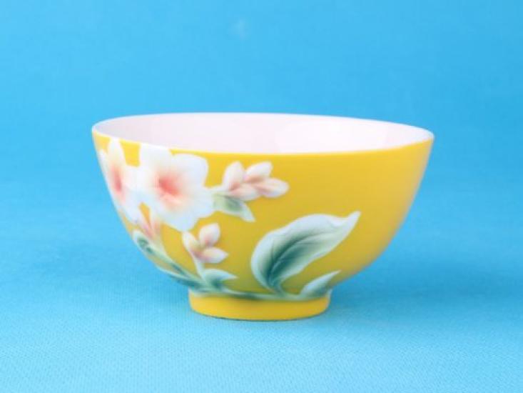 Nishida Indian Sokei Yellow Glazed Relief Rice Handmade Luxury 110080 Bowl, Tableware,