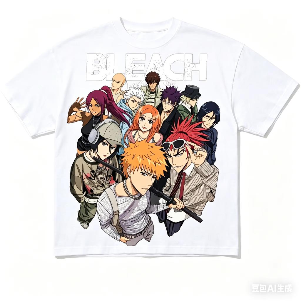 Bleach Thousand Year Blood War Ichigo Kurosaki Bold Letter Japanese Kanji Vintage Print Anime Oversized Y2K Style Women And Men T-Shirt