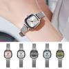 Unisex Quarzuhr Minimalistische Quadratische Zifferblattuhr Retro Mesh-Armband Armbanduhr für Männer Frauen Arbeit Schule
