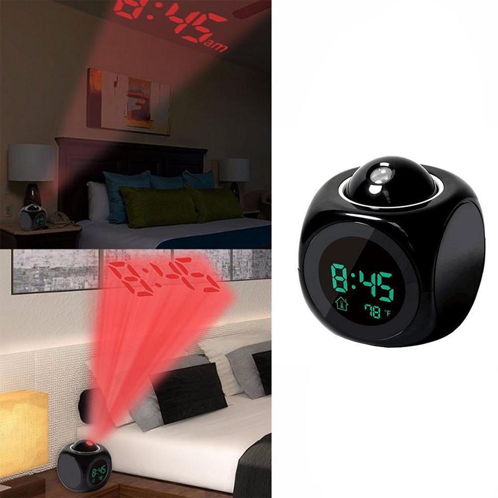 Multifunctional LED Projection Alarm Clock Energy Saving Fashion Voice Alarm Clock Projection Digital Clock Decor Ornament
