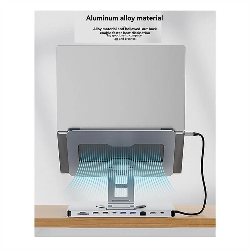 Multifunction 10 In 1 Docking Station With USB Hub Card Reader RJ45 For Tablet Holder Docking Station Laptop Foldable Universal Bracket Holder