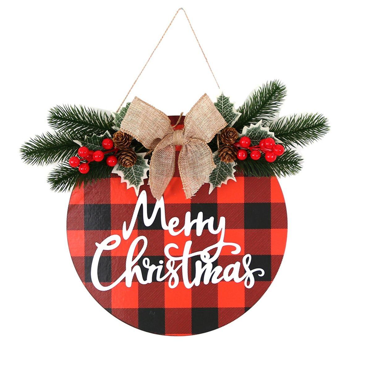 

Wall Rustic Hanging Indoor Outdoor Burlap Merry Christmas Garland Artificial Wreath Door Sign 28.5cm