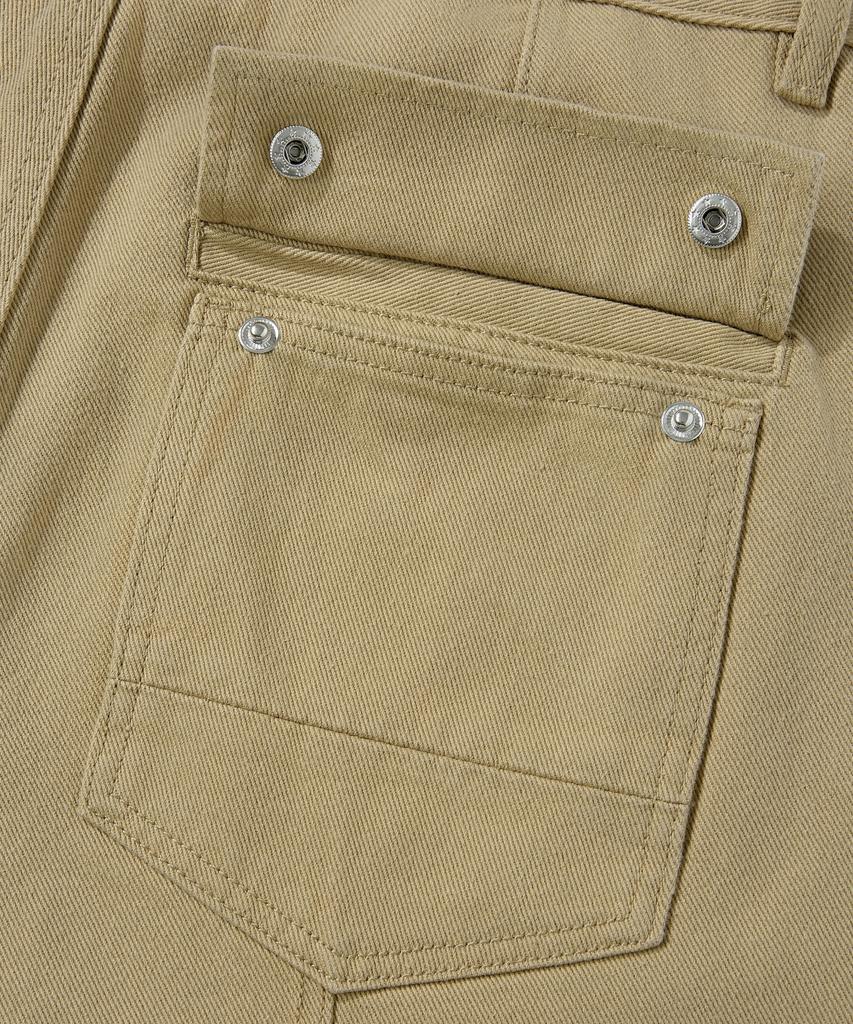 Beodeonteu Curved Cut Multi-Dart Wide Twill Pants [Beige]