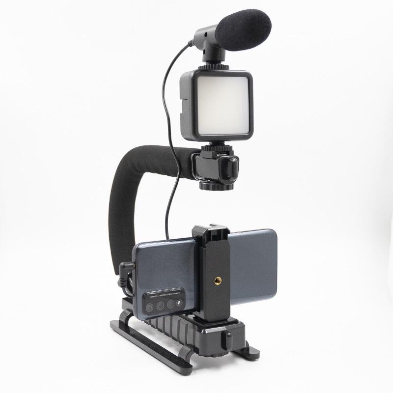Action Camera Stabilizer with LED Light for Outdoor Live Streaming and Photography