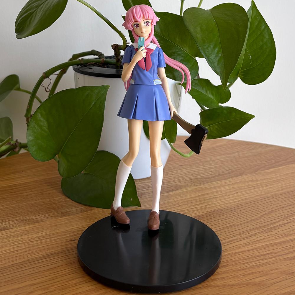 2 Stil Mirai Nikki Anime Figur Gasai Yuno 17cm Rosa Haare Schuluniform Hübsches Mädchen PVC Modell Niedliches Peripheriegeschenk Spielzeugpuppe
