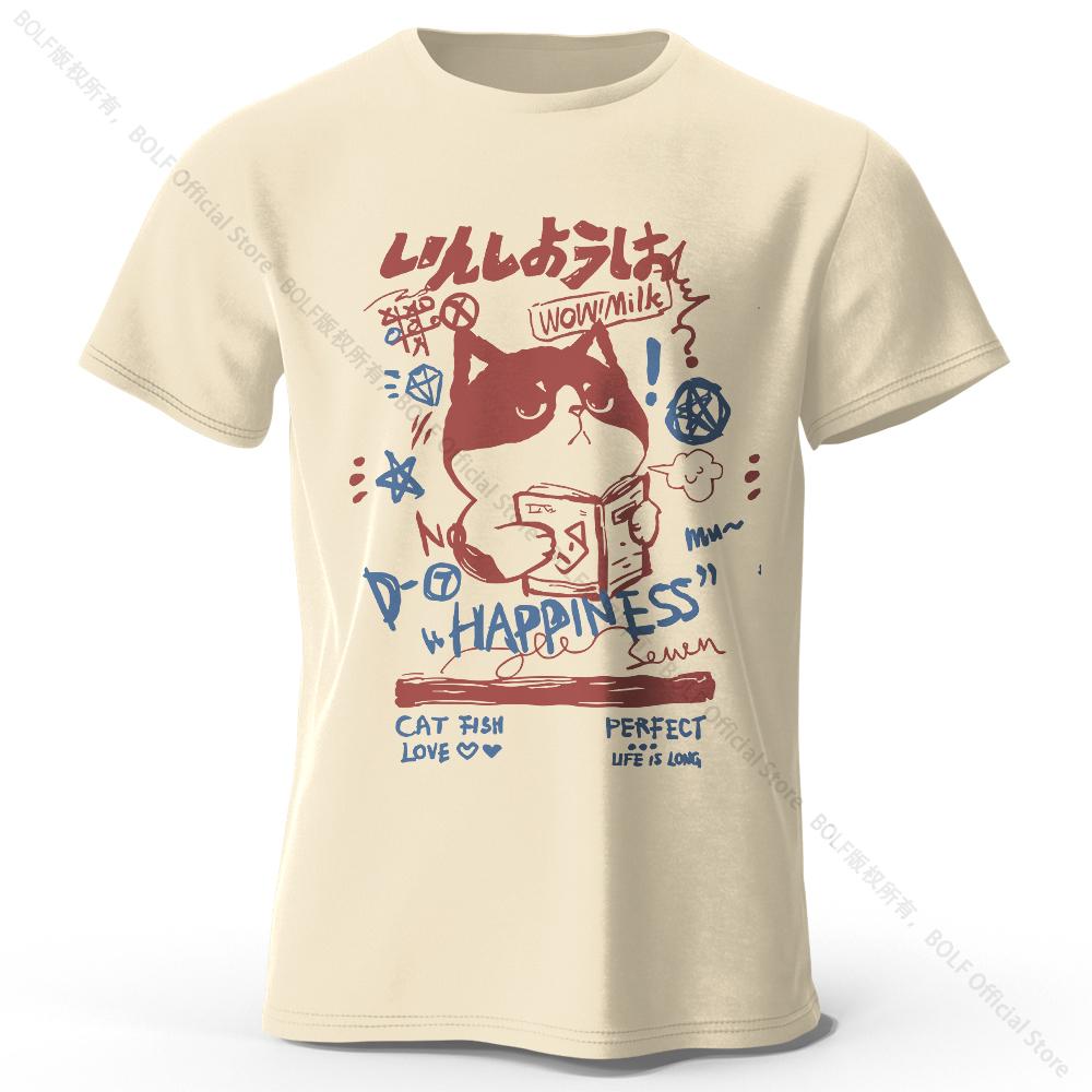 

Kawaii Cat Doodle Harajuku Printed 100% Cotton T-Shirt, Soft & Breathable Round Neck Short Sleeve Tee Unisex Cute&Artistic Style 4XL
