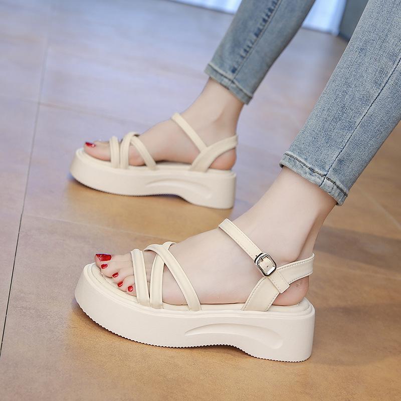 Internet Celebrities Super Fire Platform Small Sandals Women 2025 New Summer Wear Versatile Skirt Word with Roman Shoes