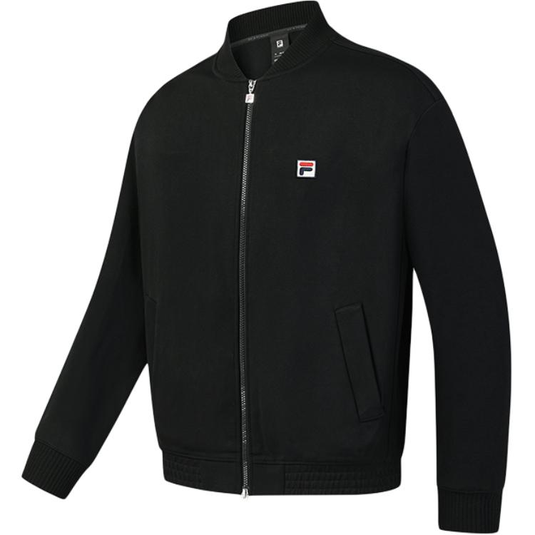 FILA Tennis Sports Minimalist Stand Collar Loose Zip Knit Top Unisex tops A51U613501F-BK