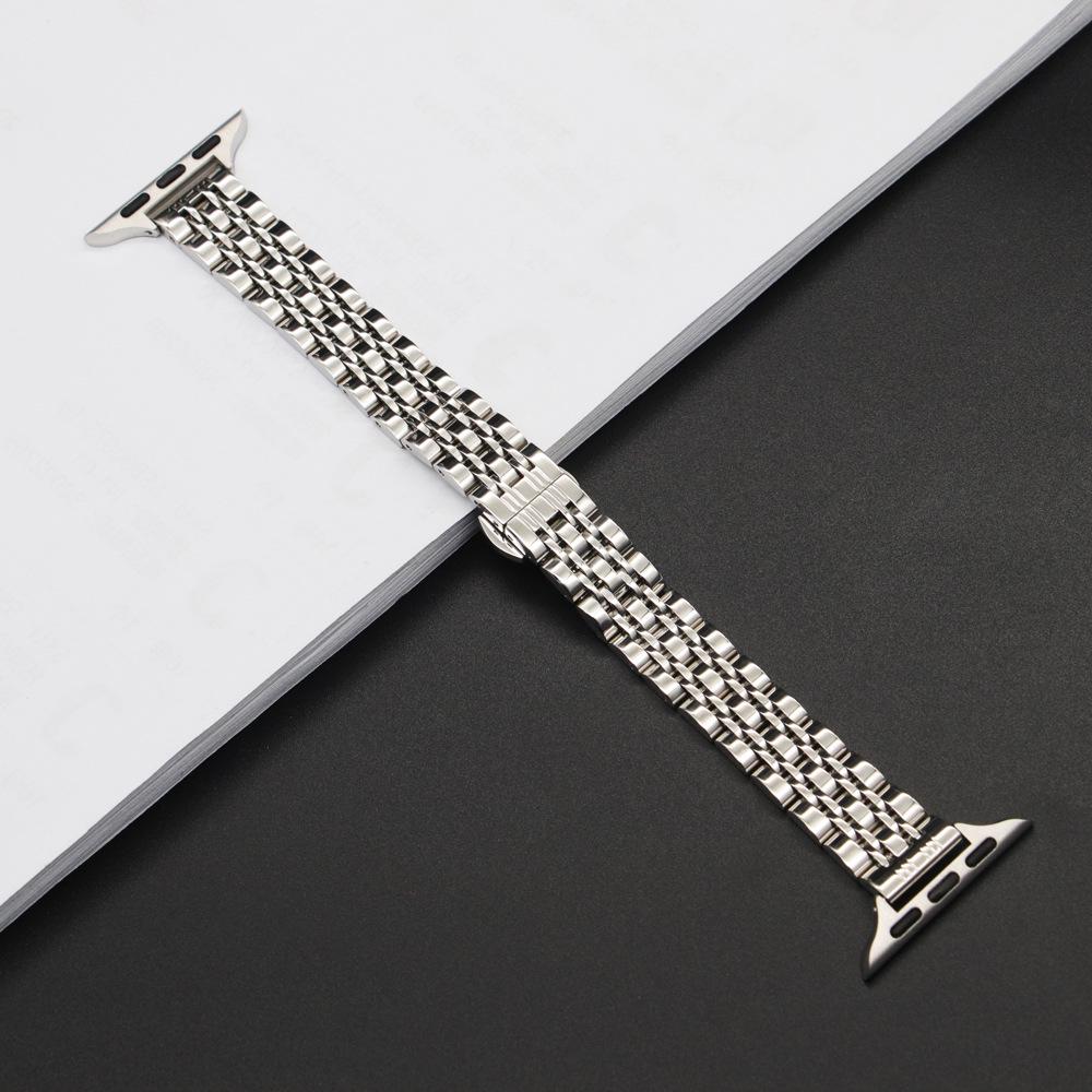 Seven-Bead Stainless Steel Slim Waist Band for Apple Watch Models 9-5, Ultra 2