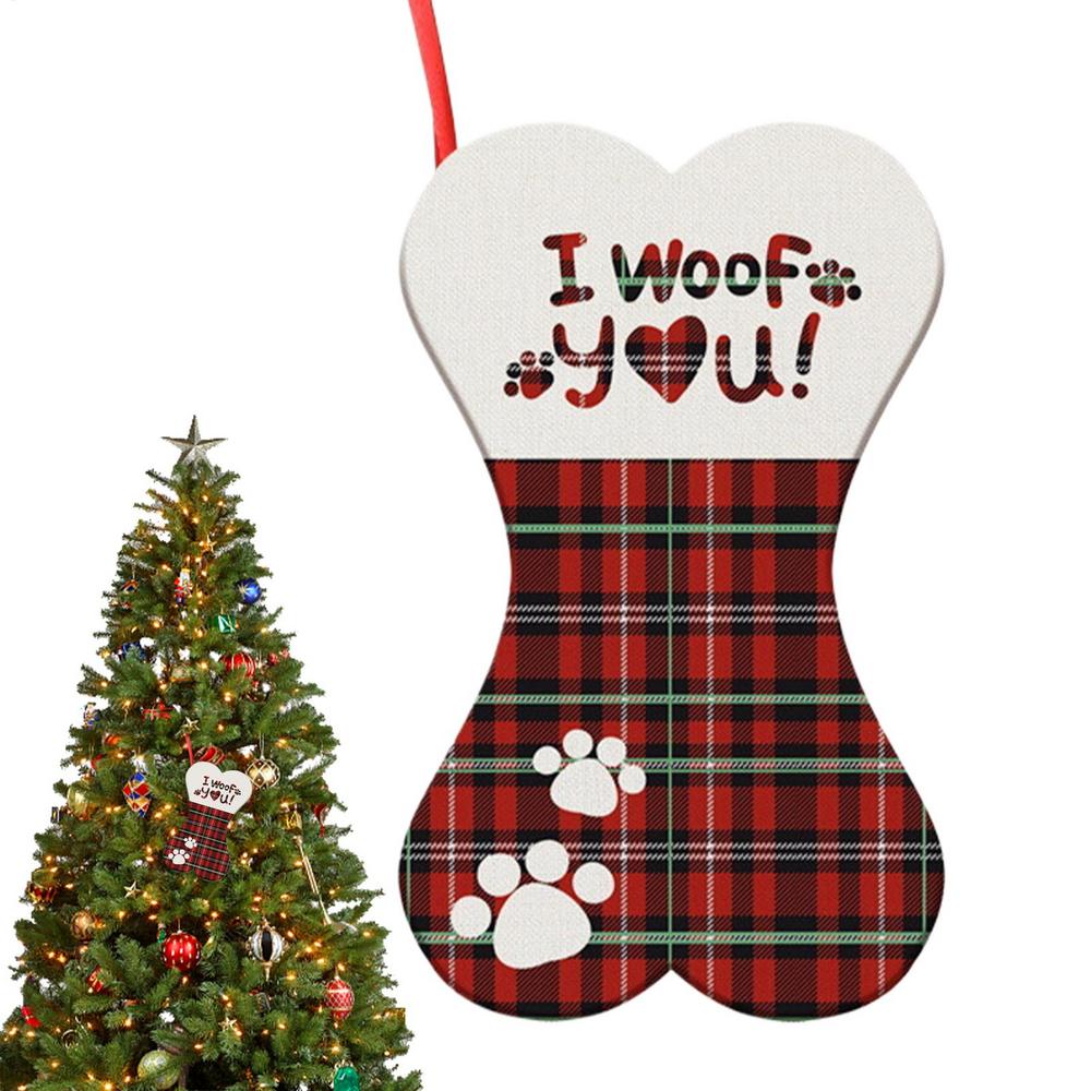 Paw Christmas Stockings Paw Print Stuffers Wrapping Sock Hangable Fireplace Ornament For Kids Girls Boys Toddler Mantle