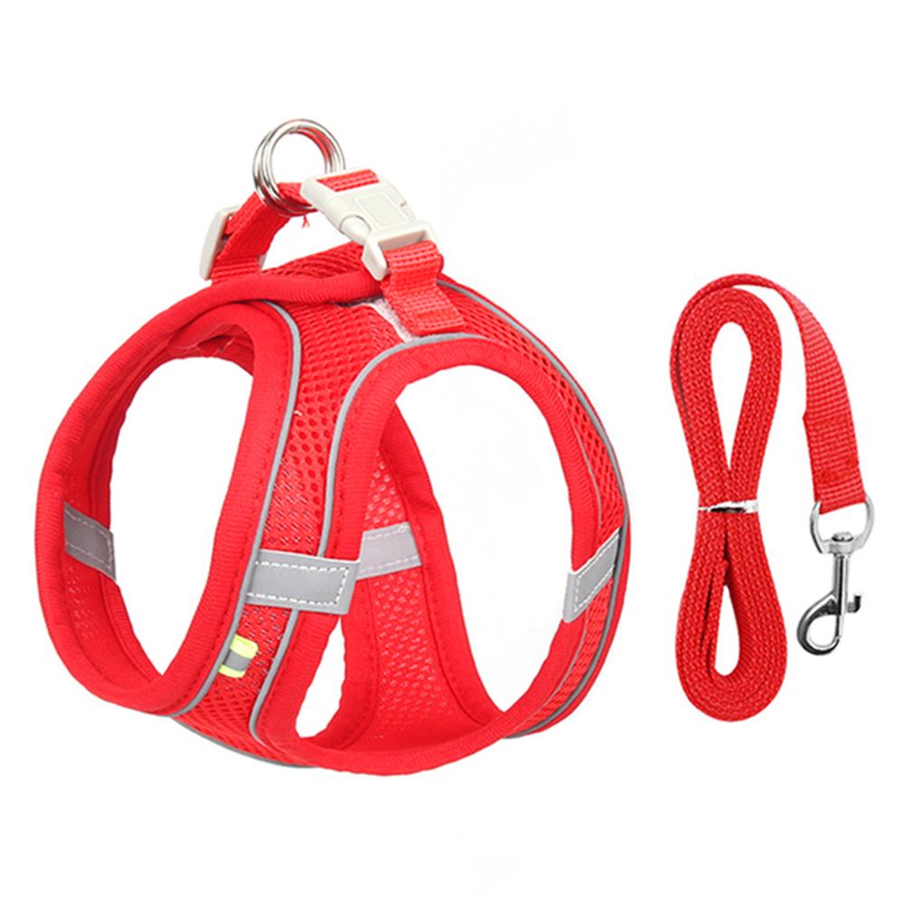 Colete para filhotes de cachorro e gato com coleira, malha respirável, tiras no peito para animais de estimação, para chihuahua, arreios york, coleira refletiva para caminhada de buldogue