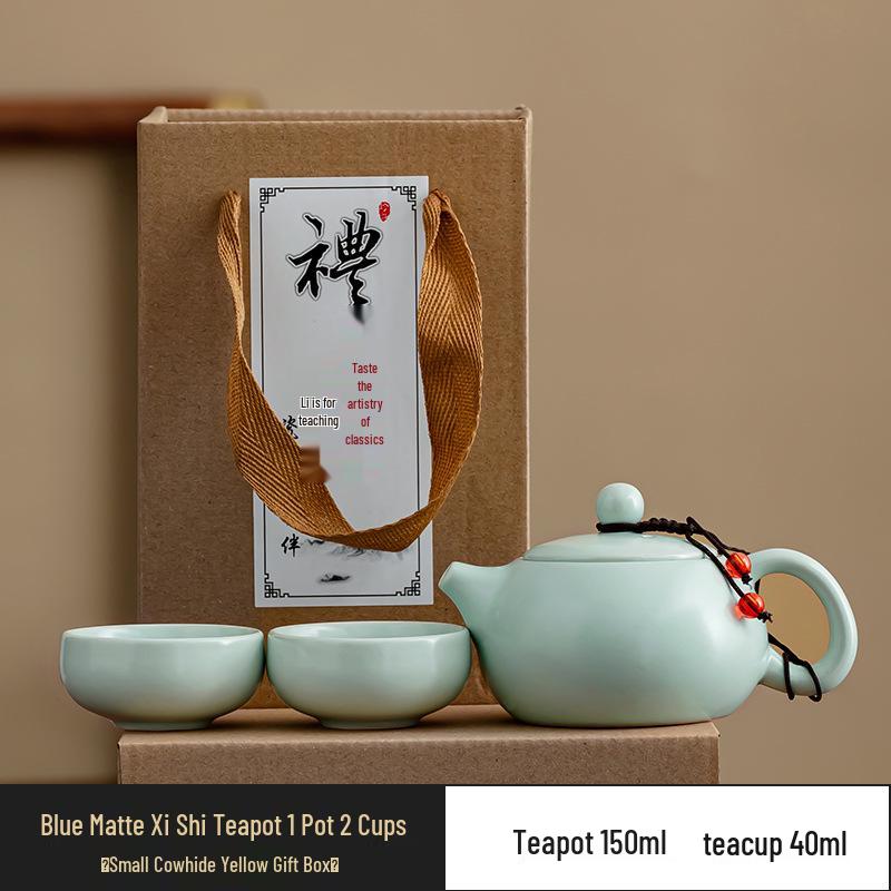 Ding Kiln Travel Tea Set: Ceramic Xi Shi Pot with Two Cups and Four Cups - Creative Gift