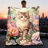 1 Stück Blumen Garten Katze Outdoor Decke Weiches Flanell Gemütlich für Reisen & Camping Ganzjahres