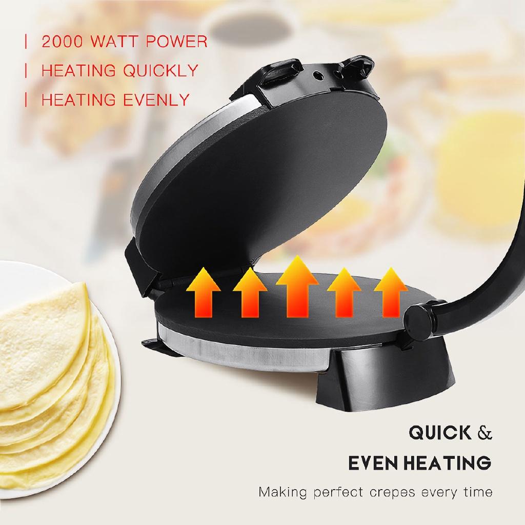 2000W  Paratha Chapati Flat Bread Pizza Tortilla Maker Cooking Tools Appliance Kitchen Electric Roti Crepe Maker 32 X 25 X 7 Cm