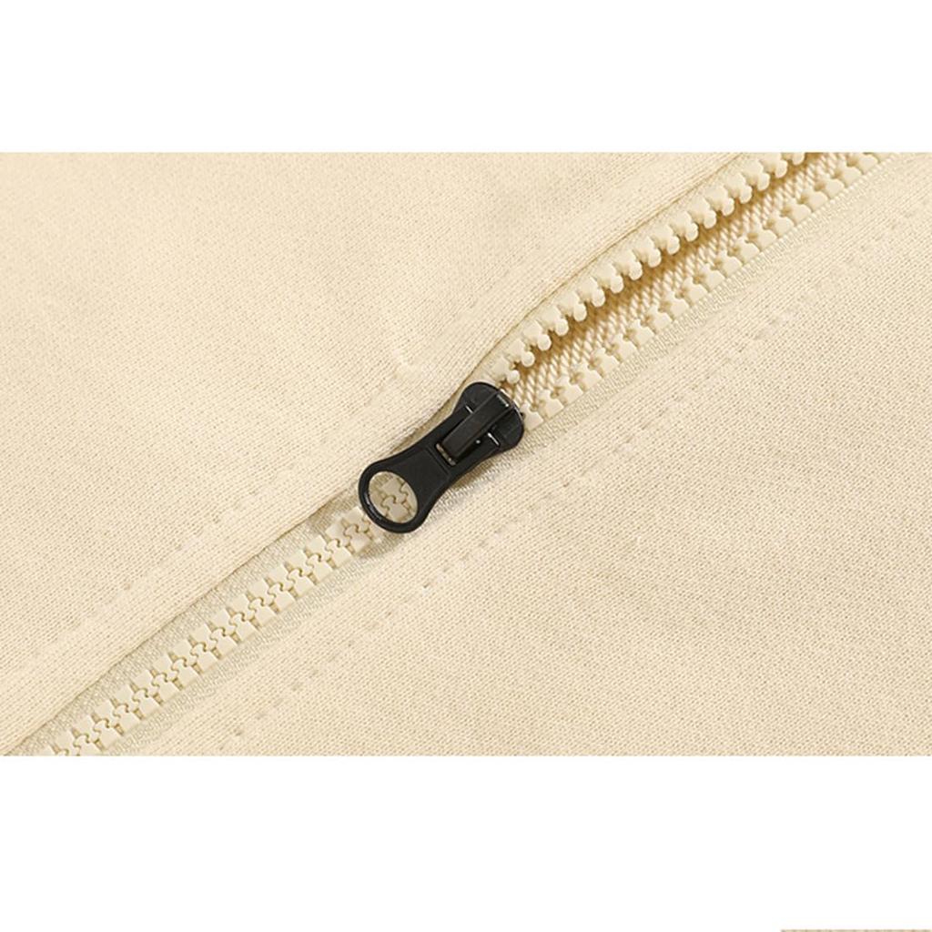 Long Sleeve Solid Loose Plus Sizes [OKJCON] Women's Hoodie, Autumn, Zip-Up, Color, Fit, Hooded, Stylish, (JP, Alphabet, XL, Beige)