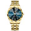 Men Watch Water Diamond Luxury Night Glow Double Calendar Quartz Movement 41mm Blue Gold Stainless Steel Fashion Business Watch