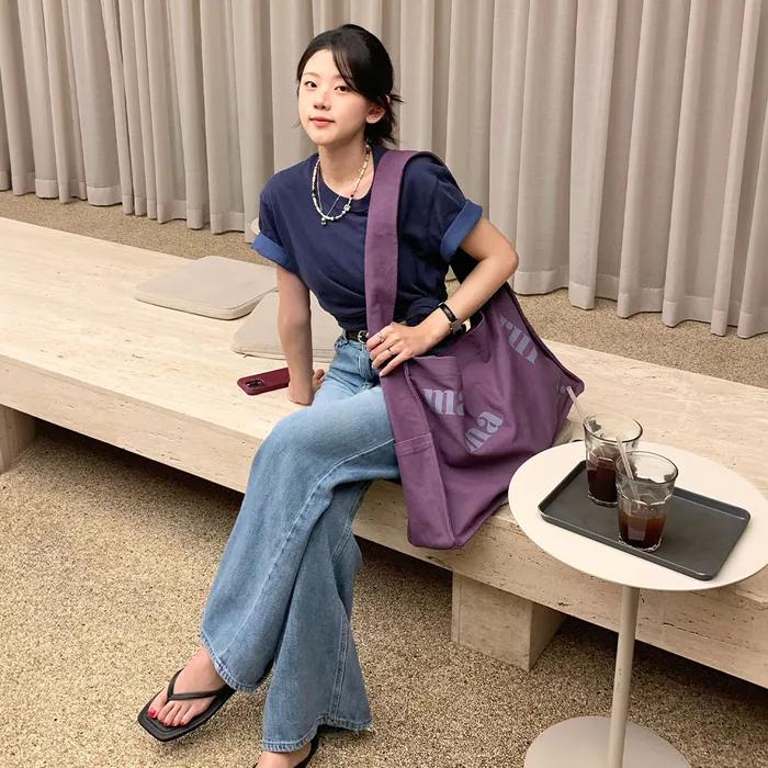 Wide Square Eco bag_Purple