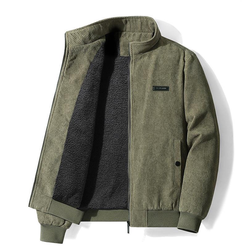 Men's Thermal Fleece Thickened Autumn and Winter Jacket Stand-up Collar Casual Jacket Middle-aged and Young Thermal Jacket Jacket