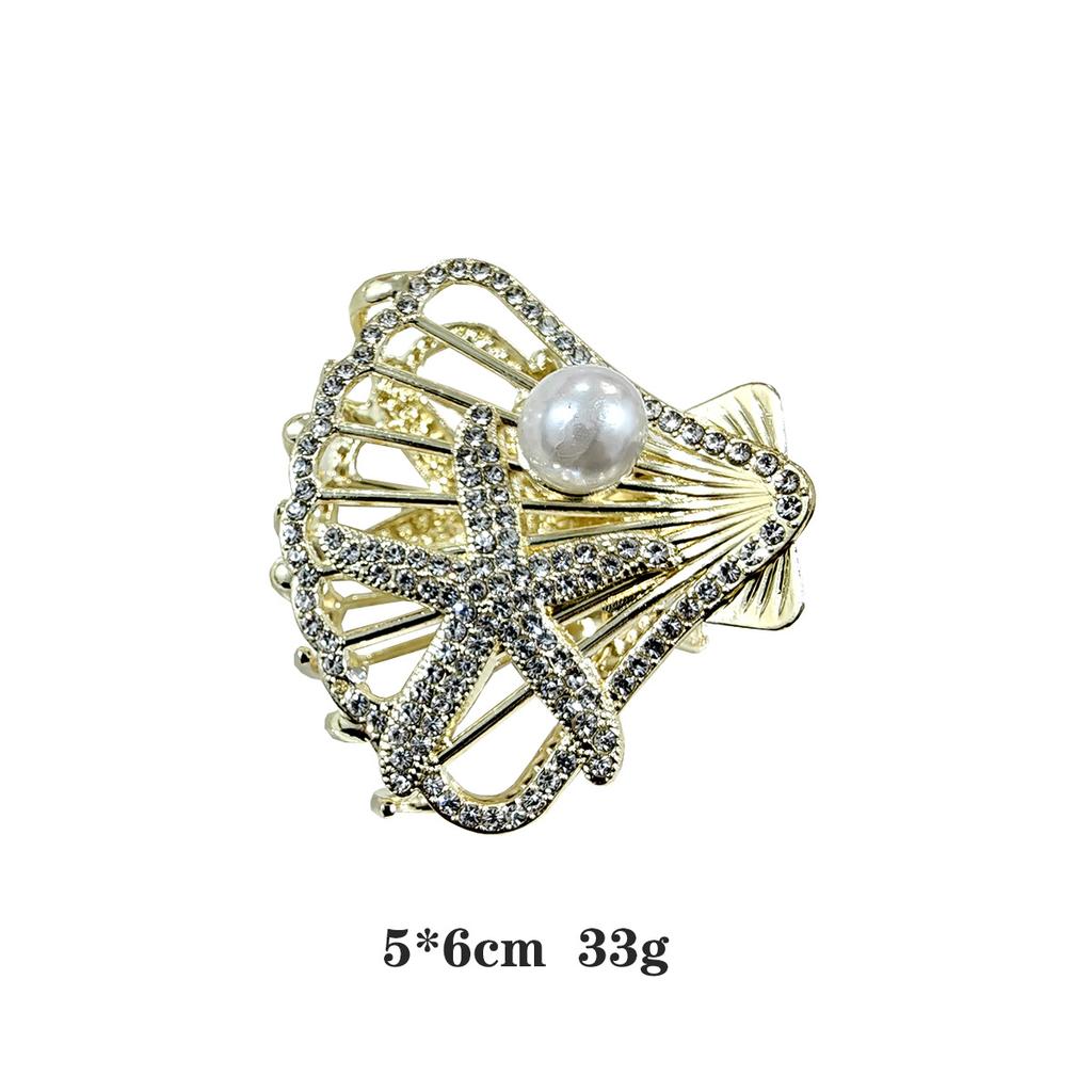 Elegant Large-sized Sweet Women's Hair Clip Diamonds Hollow Heart-shaped Pearl Design Korean-style Accessory for Up-dos
