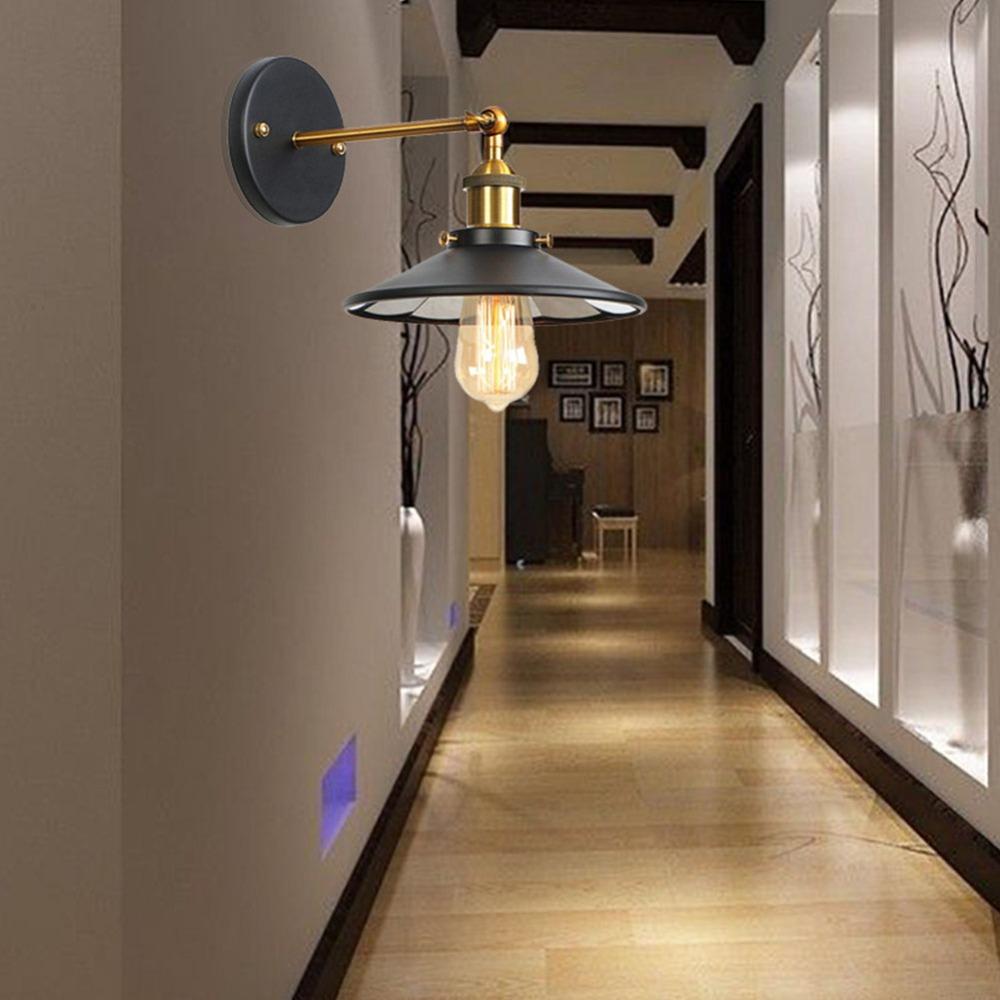 Iron Wall Lamp 110-220V Wall Lamp Fixture Vintage Sconce Light Corridor