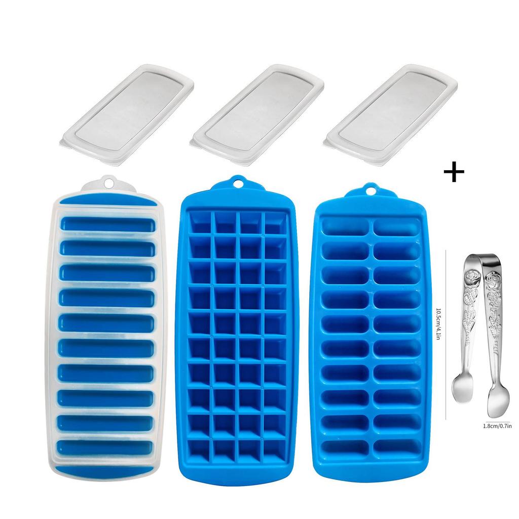 Långsmal Silikonform för Isbitar Pop Out Plastisbitsbricka med Lock Återanvändbar Isglassform Lättsläppt Barkitche