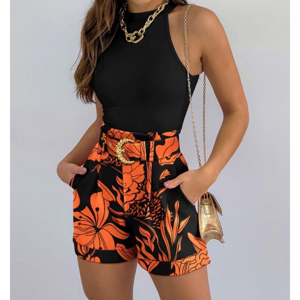 

Без рукавов, свисающая горловина новый повседневный модный костюм женская одежда S