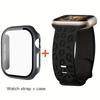 Glass+Case+Strap for Apple Watch Band 45mm 44mm 41mm 40mm Engraved Leopard belt for Apple IWatch Series 10 8 7 6 SE 5 46mm 42mm