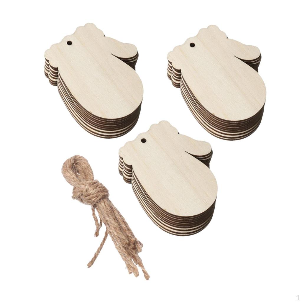 30x Unfinished Glove Wood Cutouts Wooden Ornaments Multifunctional Blank Slices for Painting