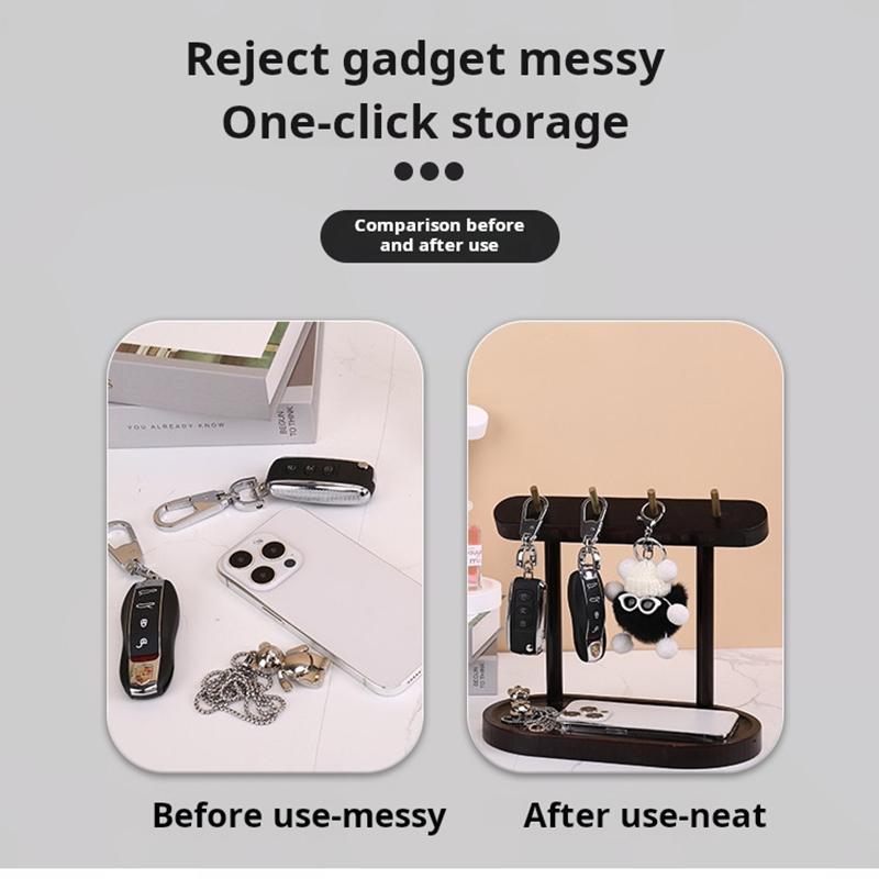 1pcs Wooden Storage Rack Key Holder Solid Wood Tabletop Decorative Storage Can Hold Jewelry Creative Decorative Items