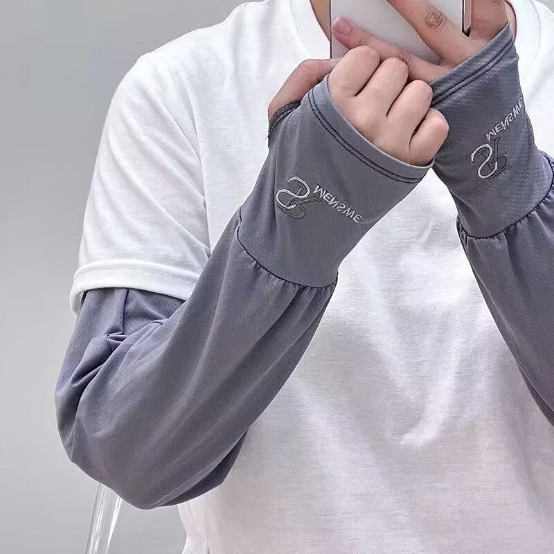 1 Paar Buchstaben Lockere Eis-Armstulpen Damen Sonnenschutz Elastische Fahrhandschuhe Outdoor UV-Schutz Armabdeckung Ärmel Bequem