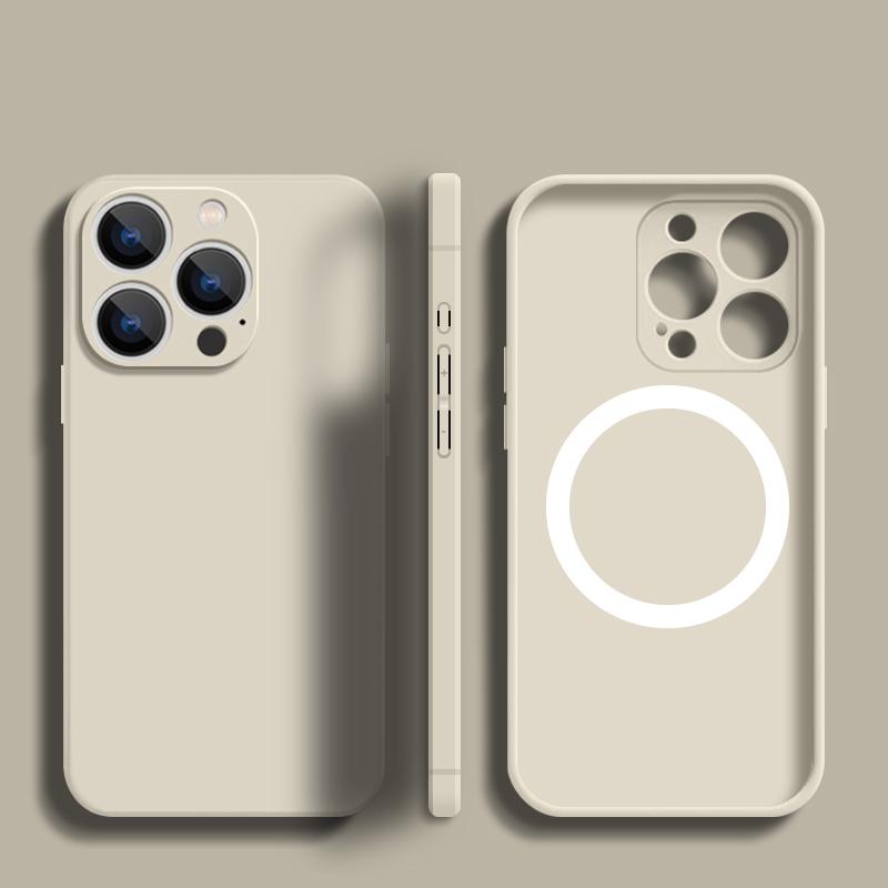 Magnetic For Magsafe Case For iPhone 15 Pro Max Coque Built-in Metal Plate Soft Silicone Cover For iPhone 14 16 Pro Max 13 12 11