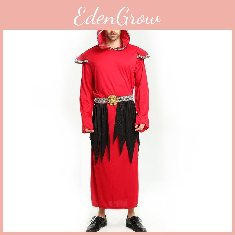 Auffälliges Western-Halloween-Kostüm für Männer mit rotem Teufel-Satan-Robendesign