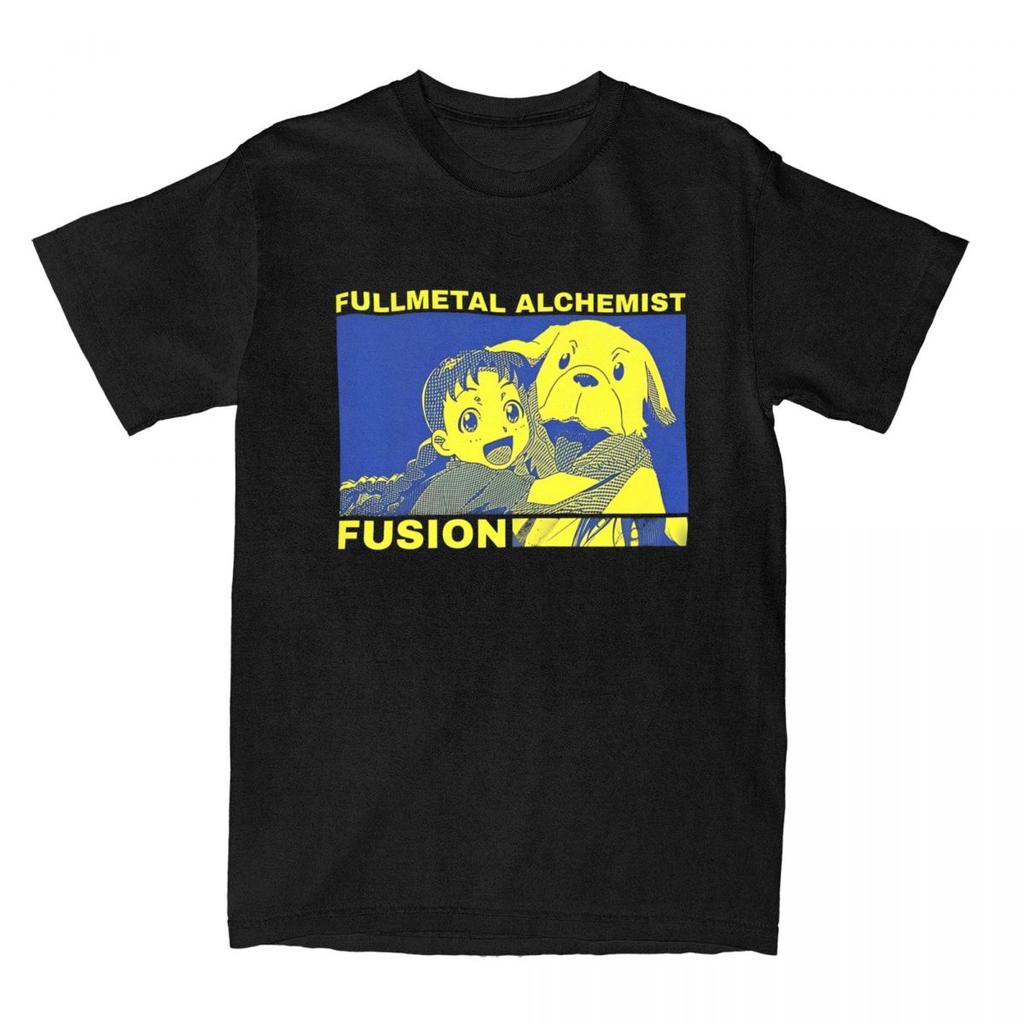 Men Fullmetal Alchemists Fusion T Shirt Alchemy Crossing Pure Cotton Clothing Crazy Short Sleeve Round Neck Tee Shirt T-Shirts
