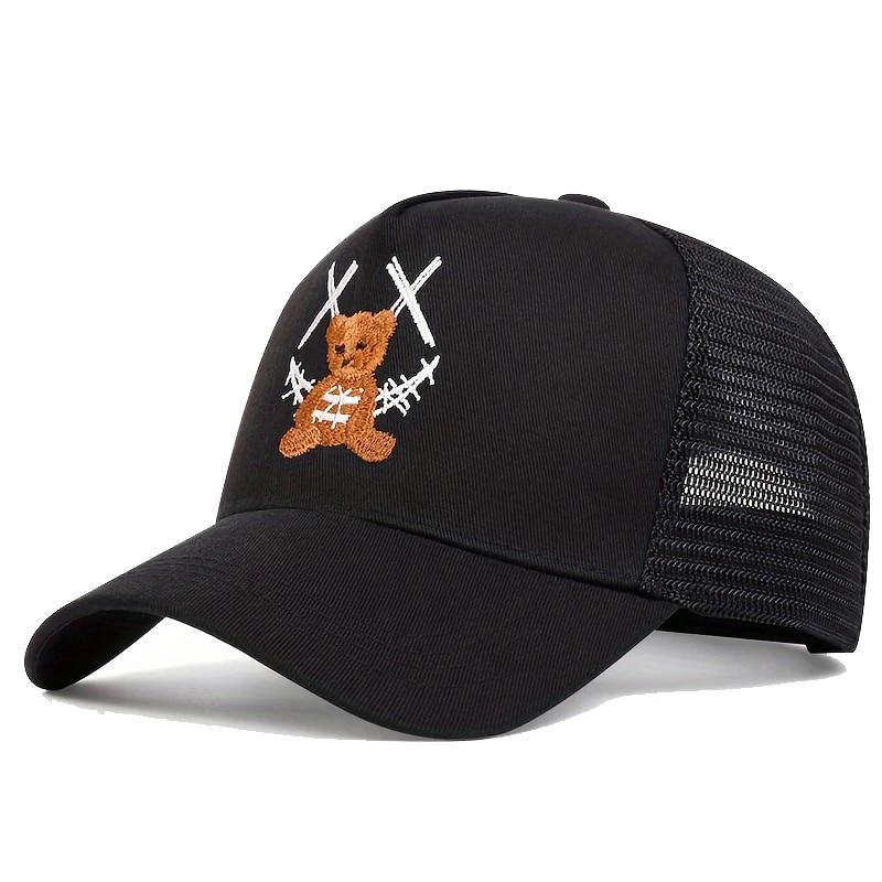 Unisex XX Smiling Face Bear Embroidery Baseball Net Caps Spring and Summer Outdoor Adjustable Casual Hats Sunscreen Hat