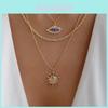 Vintage Sunflower Layered Necklace With Cross Heart Pendant For Women