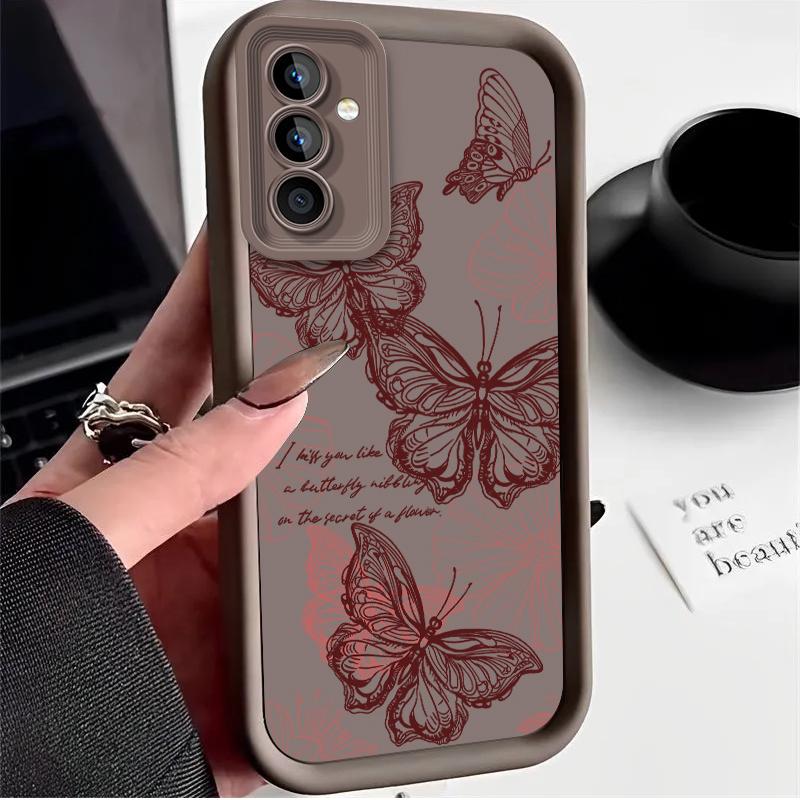 Butterfly Phone Case For Samsung Galaxy S25 S24 S23 Plus S22 S21 Ultra 24 FE Plus A15 A35 A54 A55 5G Shockproof Soft Cover