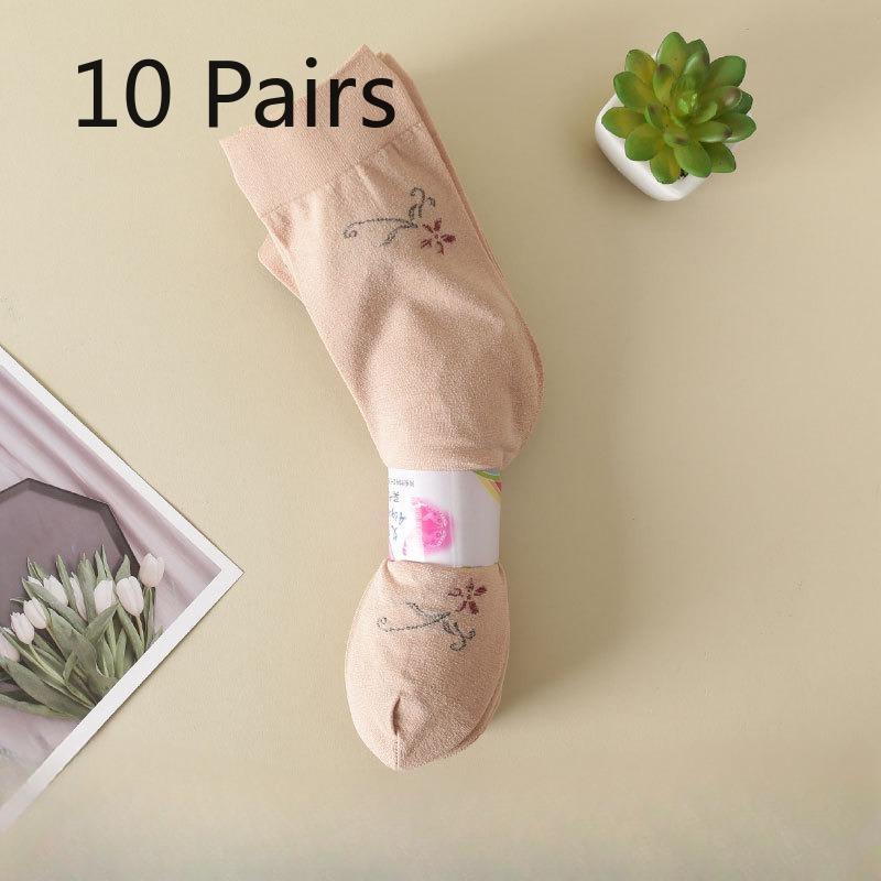 10 Pairs of Thin Short Stockings for Middle-aged and Elderly People, with Loose Joints, Anti-slip, Breathable and Anti-hooking, Followed By Stockings