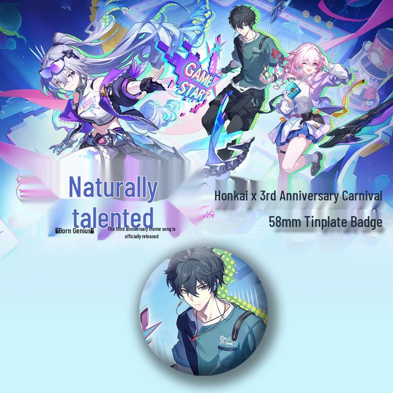 Набор значка и закладки к 3-й годовщине Honkai Impact 3: Коллекция Серебряный Волк, Дань Хэн, Март 7