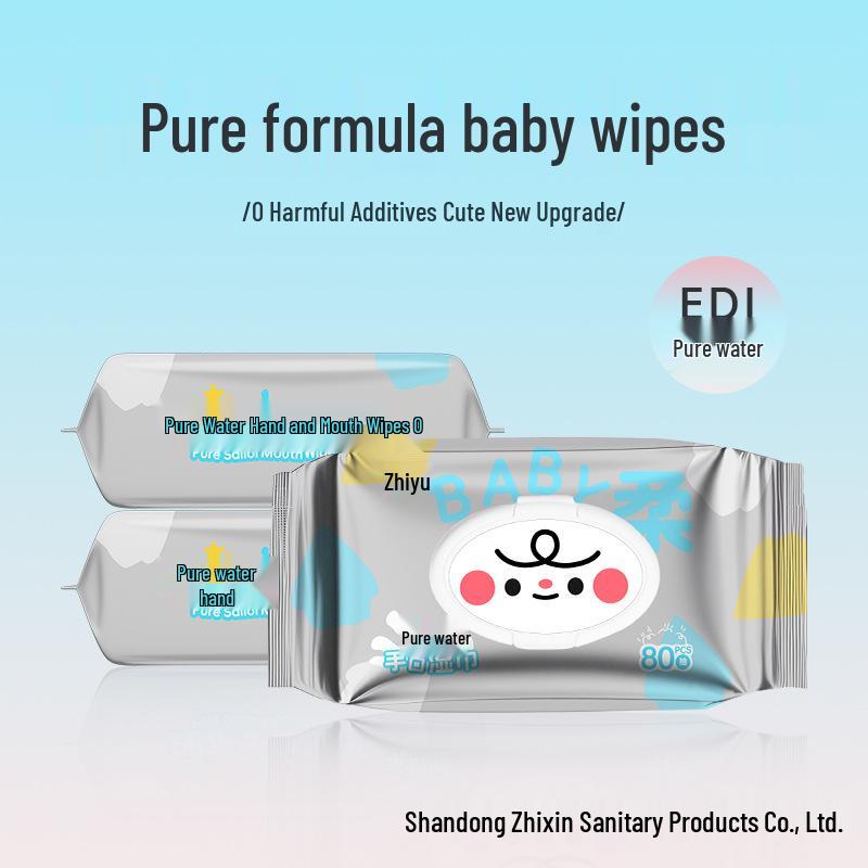 Zhiyu Dundun Extra Thick EDI Pure Water Wet Wipes, 80-count, 10-pack, for Private Parts, Family Size.