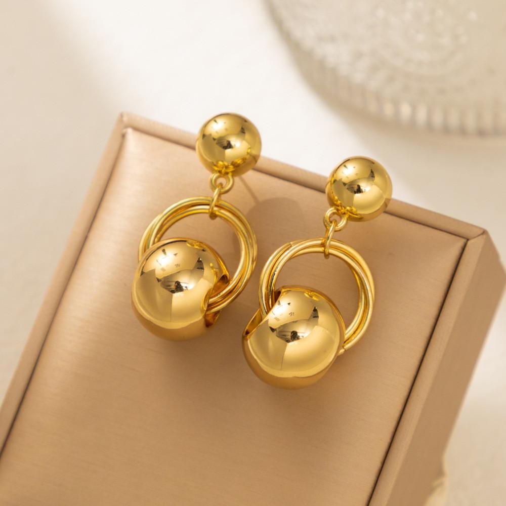 Plated Gold Elegant Geometric Earrings Trendy Circle Design For Fashionable Women