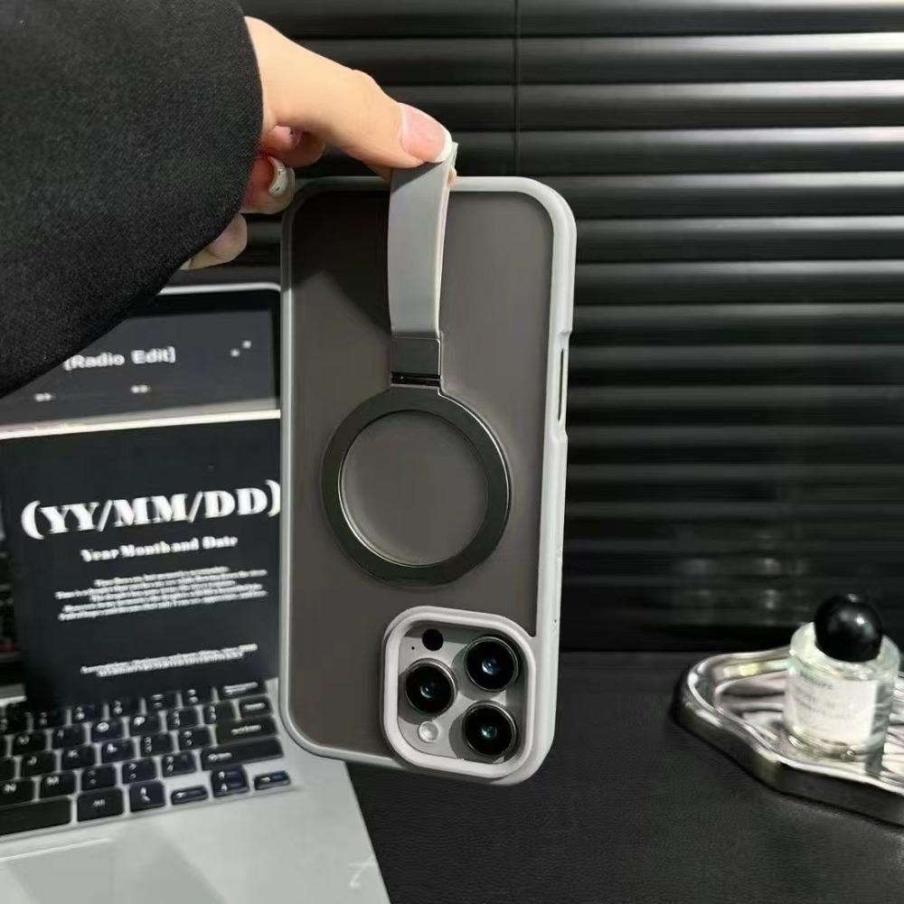 Luxury Matte Hand Wrist Strap Phone Case for for Magsafe iPhone 17 16 15 14 Plus   Pro Max 11 Magnetic Holder Stand Cover