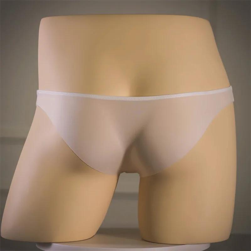 Mini-Beutel Unterwäsche Herren Sexy Eis-Seide Nahtlose Slips Atmungsaktiv Glatte Slips Weiche Mikro-Bikini-Slips Durchsichtige Unterhosen