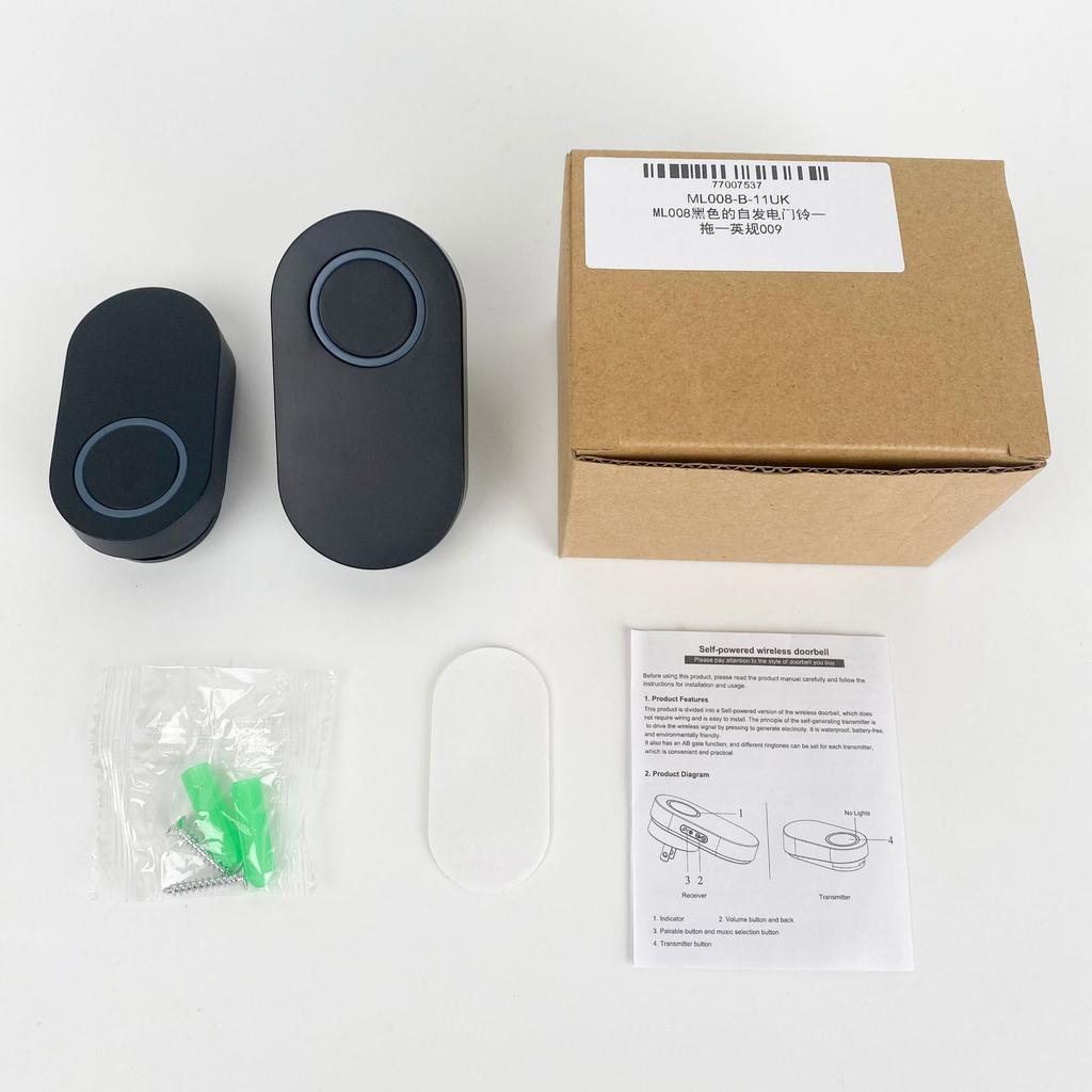 Home Wireless Self-generating Doorbell DC Digital Doorbell Button: No Batteries Required