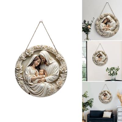 Künstlerische Jesus und Jungfrau Maria Holzplakette Wandbehang Ornament für christliche Gläubige und Heimdekoration