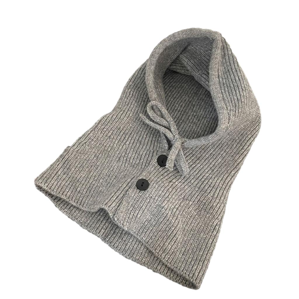 Knit Hoodie Hat for Students Adult Windproof Winter Balaclava Neck Protect Hat with Adjustable Size Warm Cycling Hat