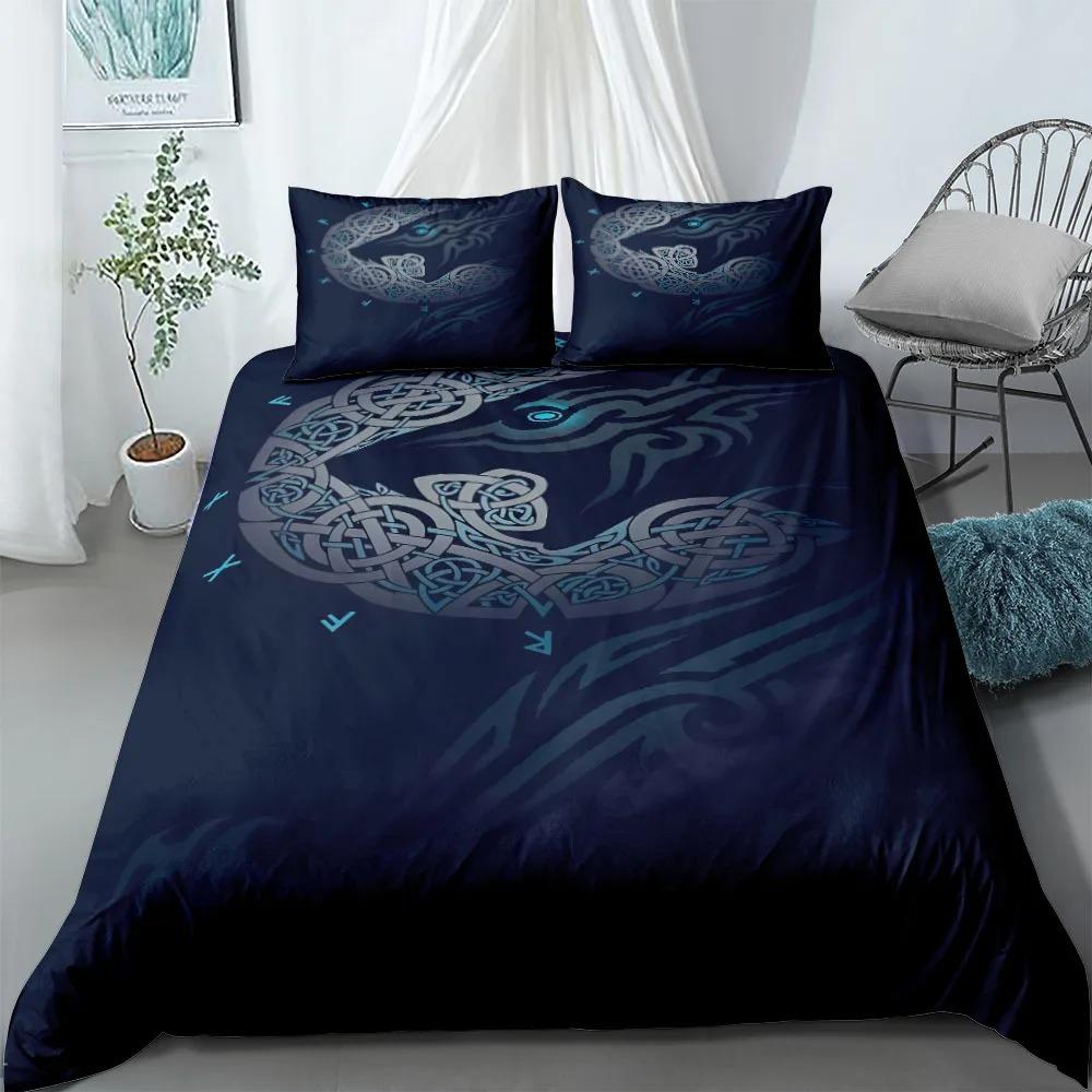 Vigvisir Viking Art Constellation Bedding Set Single Twin Full Queen King Size Polyester Aldult Kids Comforter Quilt Cover Set