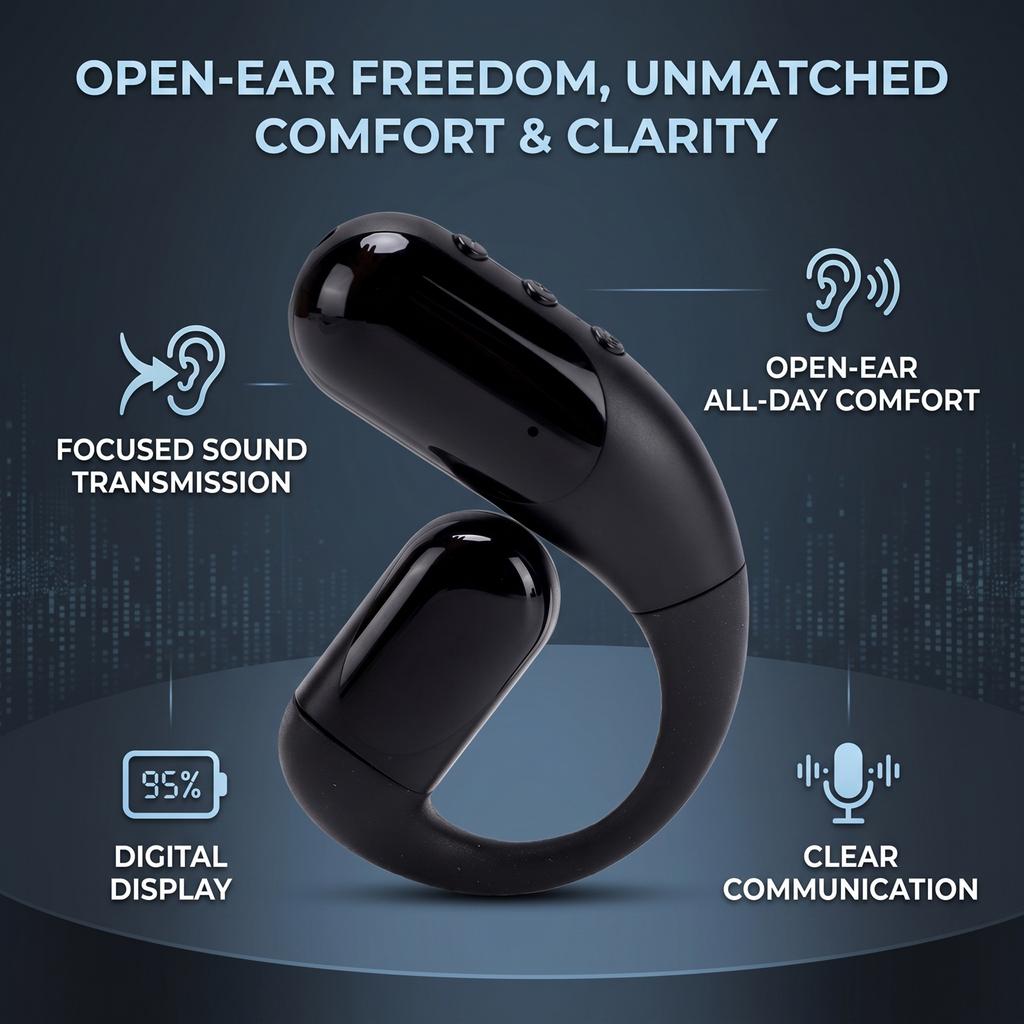 Bluetooth Open Wireless Headphone Digital Display Rotatable Comfortable Bluetooth 6.0 Single Ear Bluetooth Headset